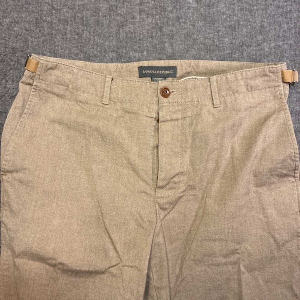 Vintage Banana Republic Chino Pants Mens 34x32 Tan‎ Side Cinch Cotton Spandex